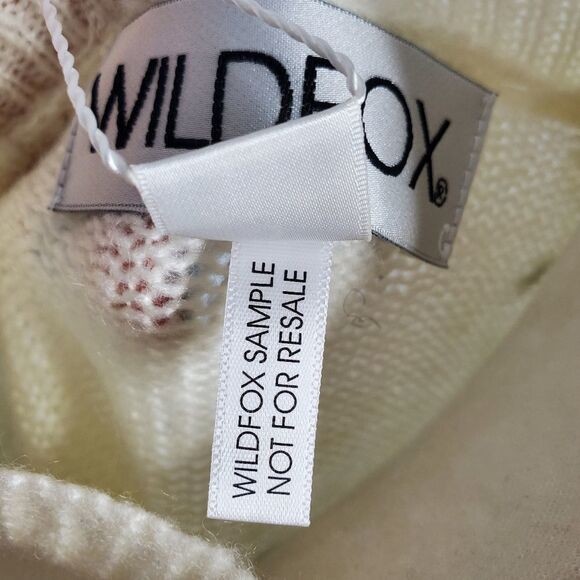 NEW WILDFOX ivory sweater cream star & heart v-neck oversized sample S - Picture 6 of 8
